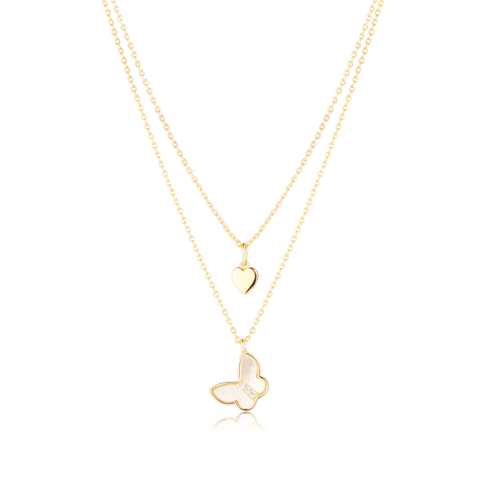 JVD Dámský stříbrný pozlacený náhrdelník s perletí SVLN0639X61GP45