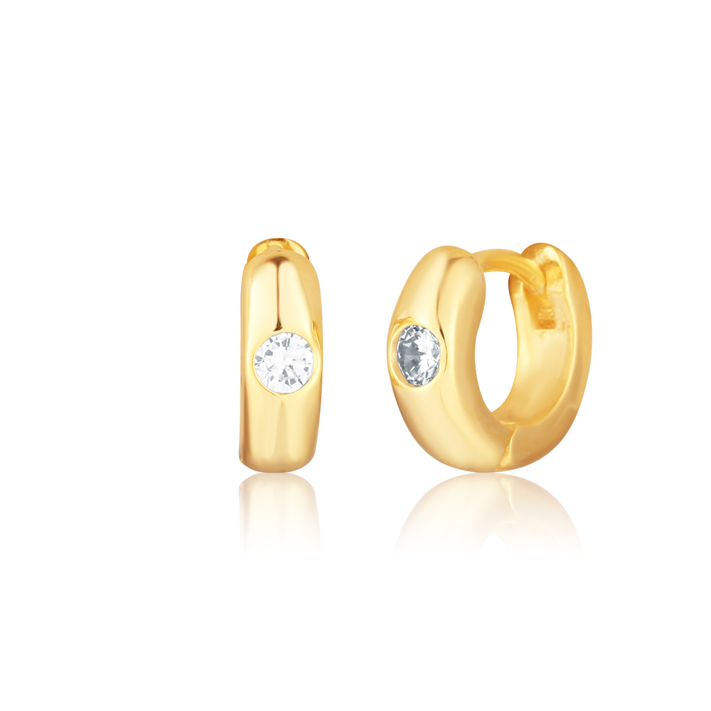 JVD Dámské kruhové stříbrné náušnice se zirkony pozlacené SVLE2962XF6GO00