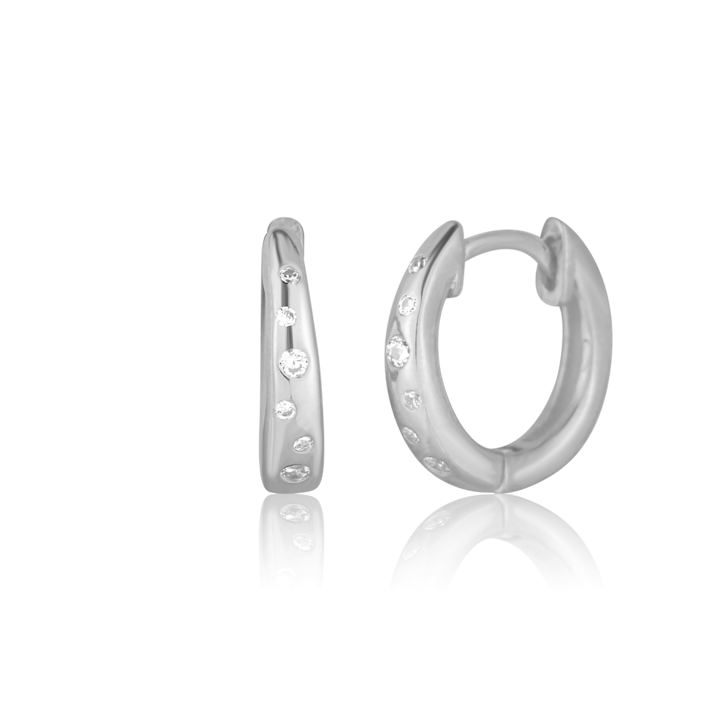 JVD Dámské kruhové stříbrné náušnice se zirkony SVLE3022XF6BI00