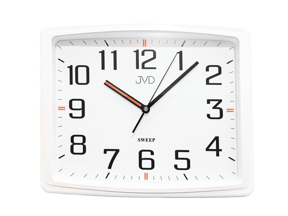 JVD Nástěnné tiché netikající bílé hranaté hodiny JVD HX2497.1