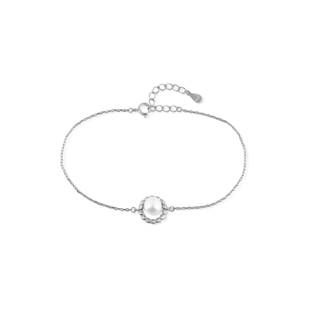  JVD Dámský stříbrný náramek se zirkony a perlou SVLB0814SH2P118