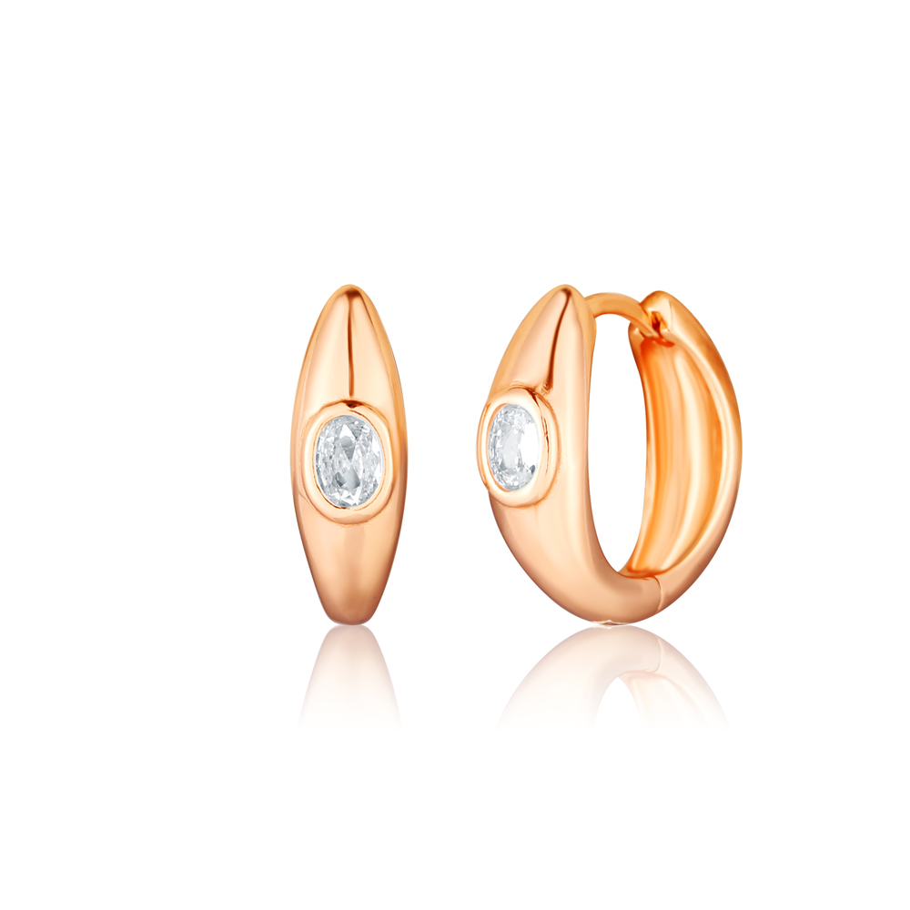 JVD Dámské stříbrné rose gold náušnice kruhy se zirkony SVLE3081XH2RO00