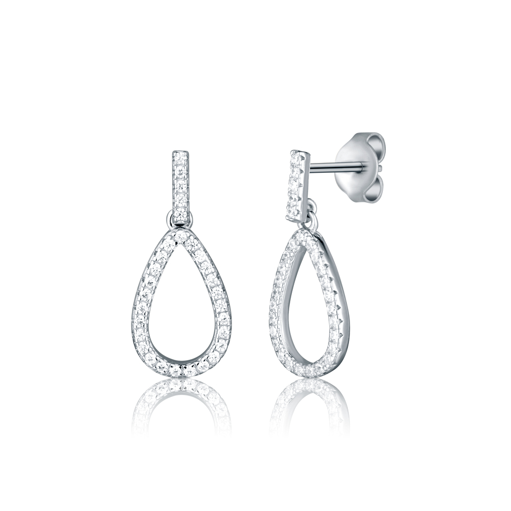 JVD Dámské stříbrné visací náušnice se zirkony na puzetku SVLE3101XH2BI00