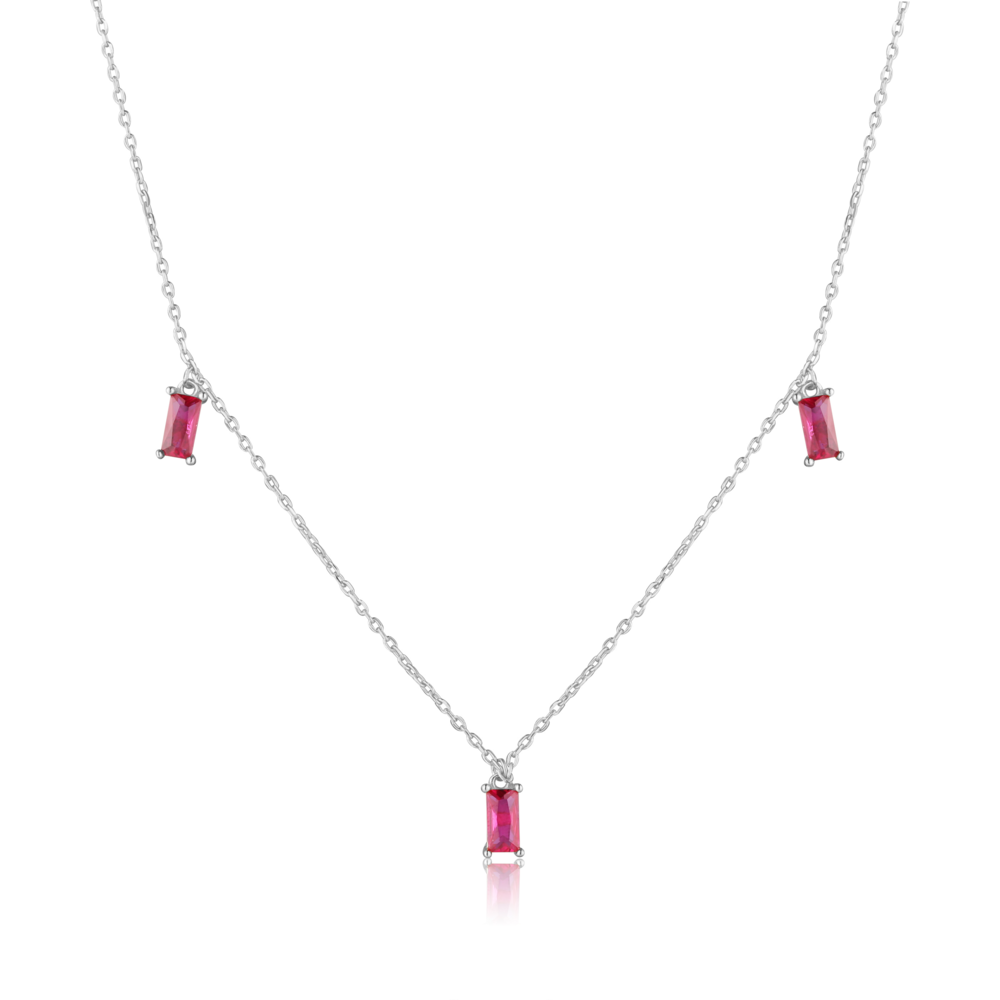 JVD Dámský stříbrný náhrdelník se zirkony a rubíny SVLN0811SH2R100