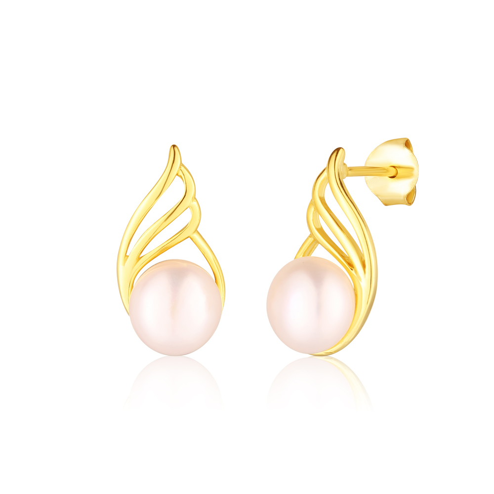 JVD Dámské stříbrné pozlacené peckové náušnice s perlami SVLE0818SD2GP00