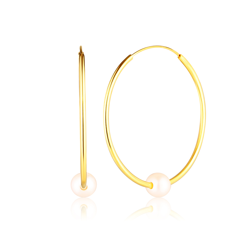 JVD Dámské kruhové stříbrné pozlacené náušnice s perlami SVLE3132XD2GP50