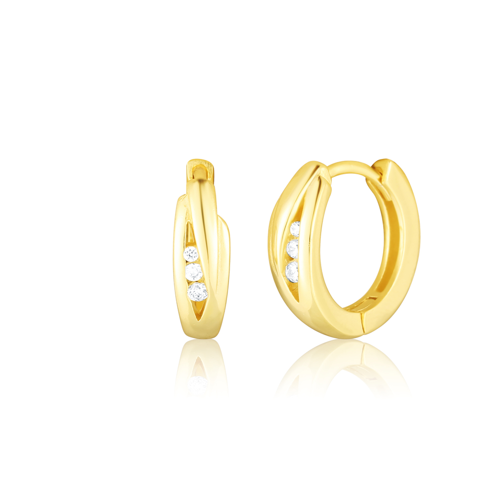  JVD Dámské kruhové stříbrné pozlacené náušnice se zirkony SVLE2376XH2GO00