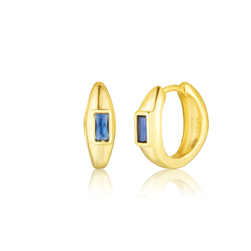  JVD Dámské kruhové stříbrné pozlacené náušnice se safíry SVLE0850SH2GM00