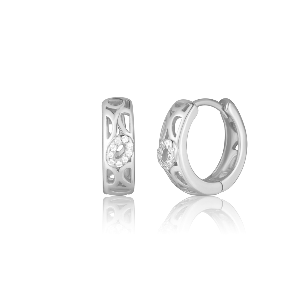  JVD Dámské kruhové stříbrné náušnice se zirkony SVLE3146XH2BI00