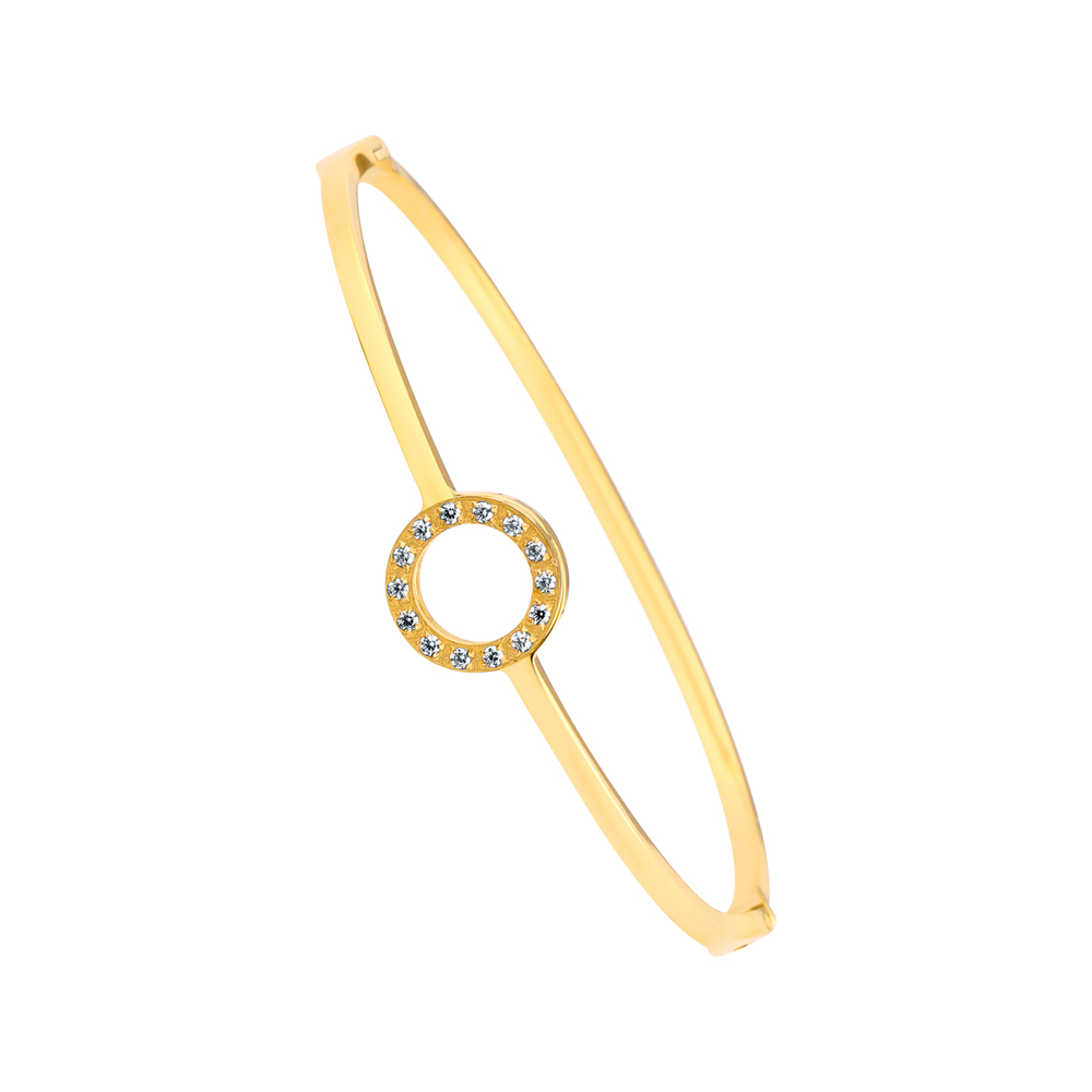 JVD Dámský pevný ocelový pozlacený náramek se zirkony JGB21GXL