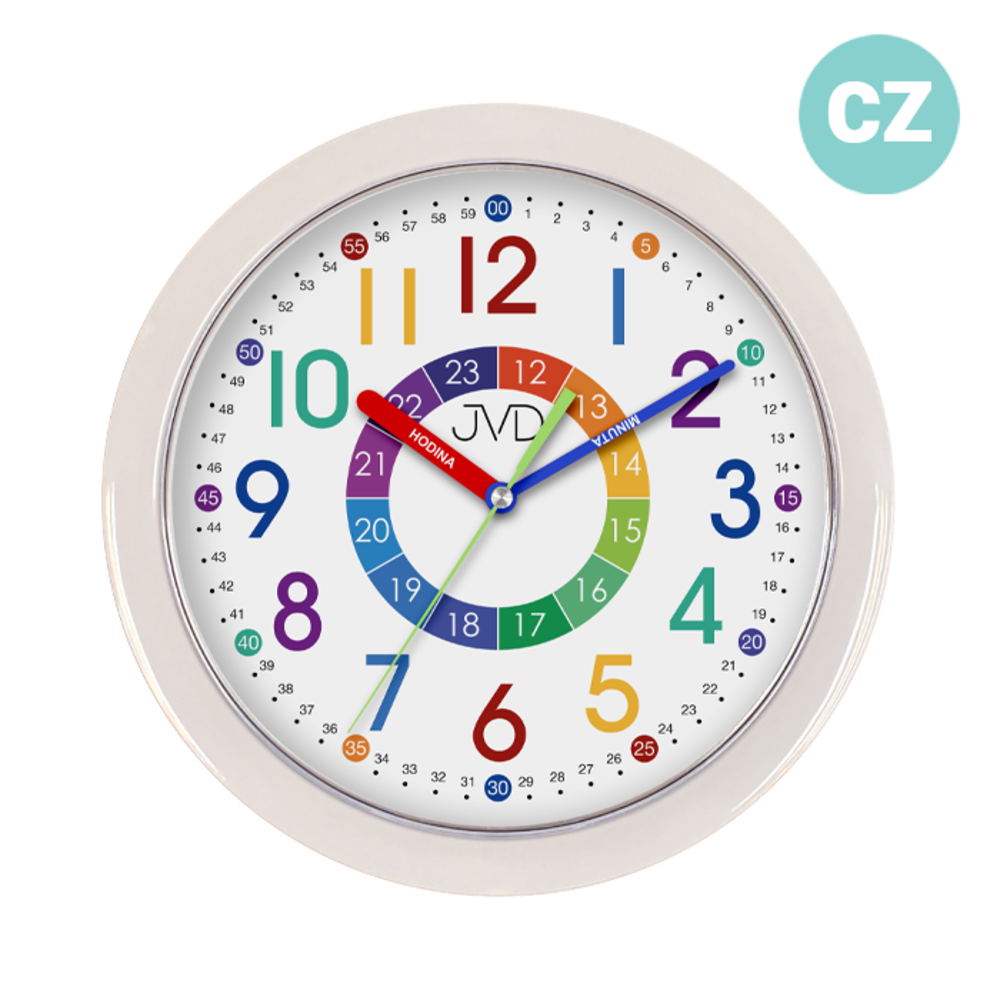 JVD Dětské barevné nástěnné hodiny s tichým chodem (netikající) JVD HP612.D13