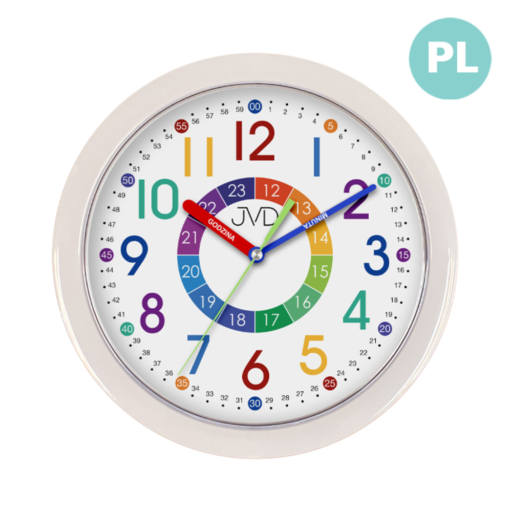 JVD Dětské barevné nástěnné hodiny s tichým chodem (netikající) JVD HP612.D14