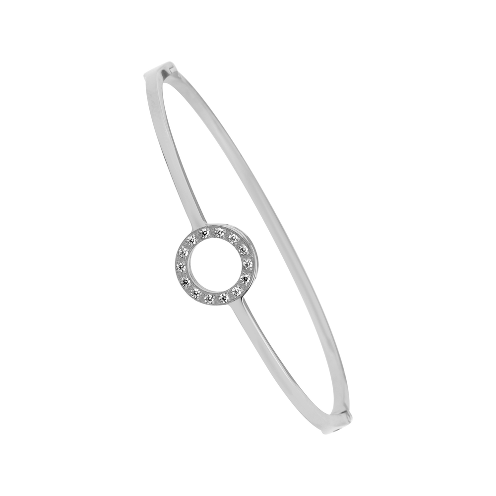  JVD Dámský ocelový pevný náramek se zirkony JGB21S