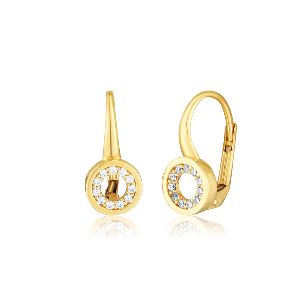 JVD Dámské zlaté klasické náušnice na patent se zirkony ryz. 585/1000 ZE0550XJ72-8900