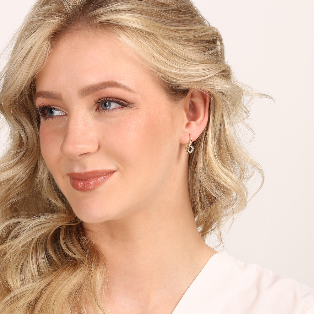 JVD Dámské zlaté klasické náušnice na patent se zirkony ryz. 585/1000 ZE0550XJ72-8900