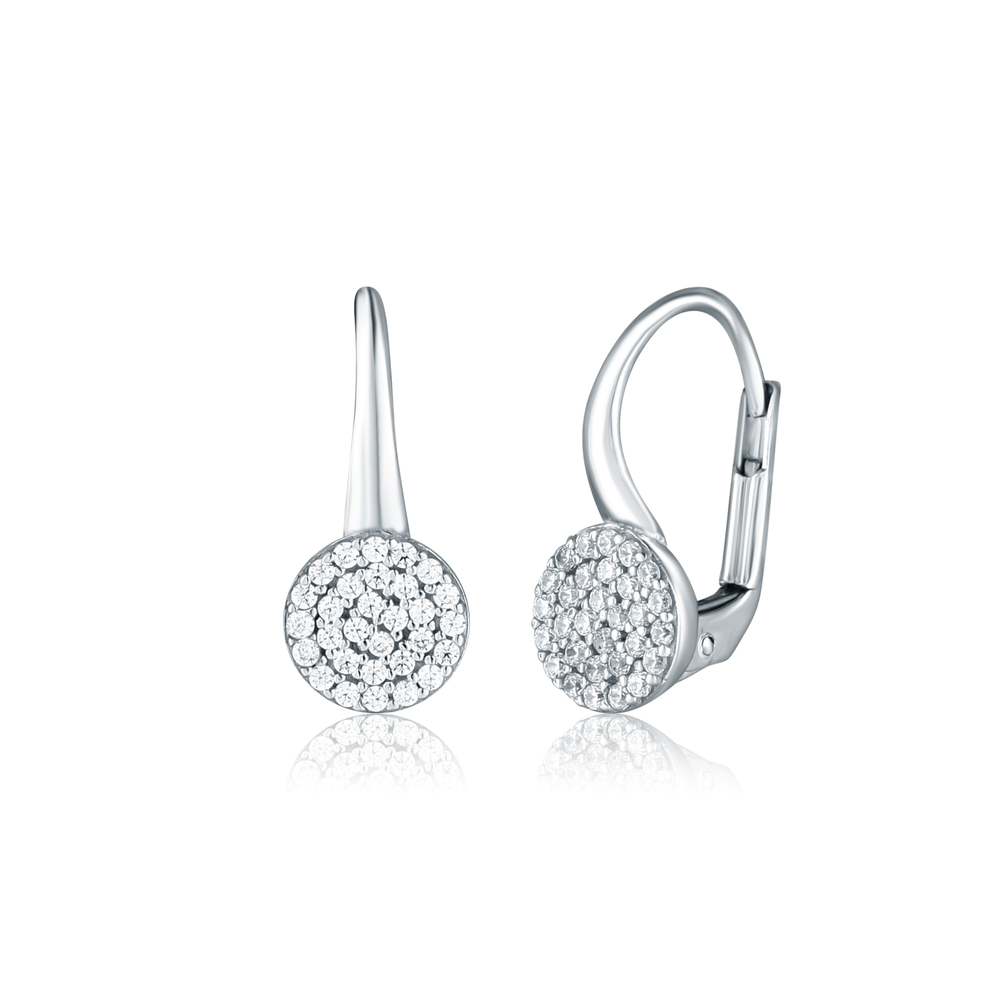 JVD Dámské klasické zlaté náušnice z bílého zlata se zirkony na patent ryz. 585/1000 ZE0894XJ72-6500