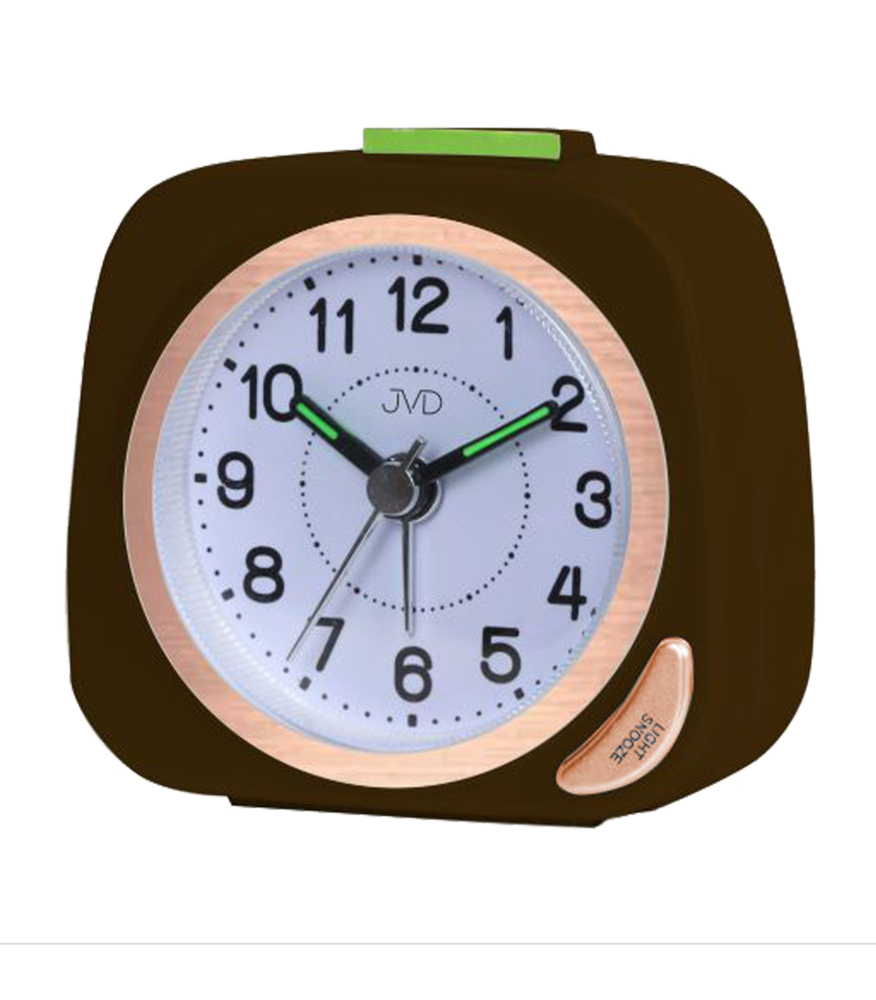  JVD Hnědý tichý budík s plynulým chodem JVD SRP7202.4