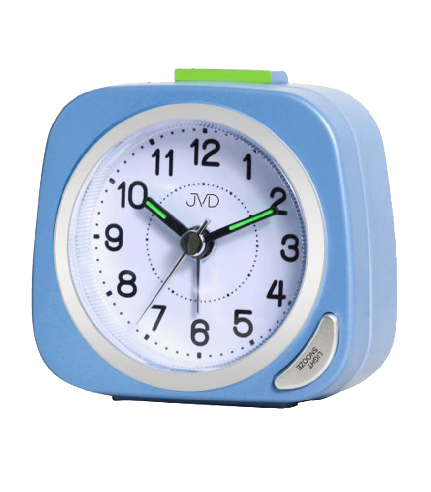 JVD Modrý tichý budík s plynulým chodem JVD SRP7202.2