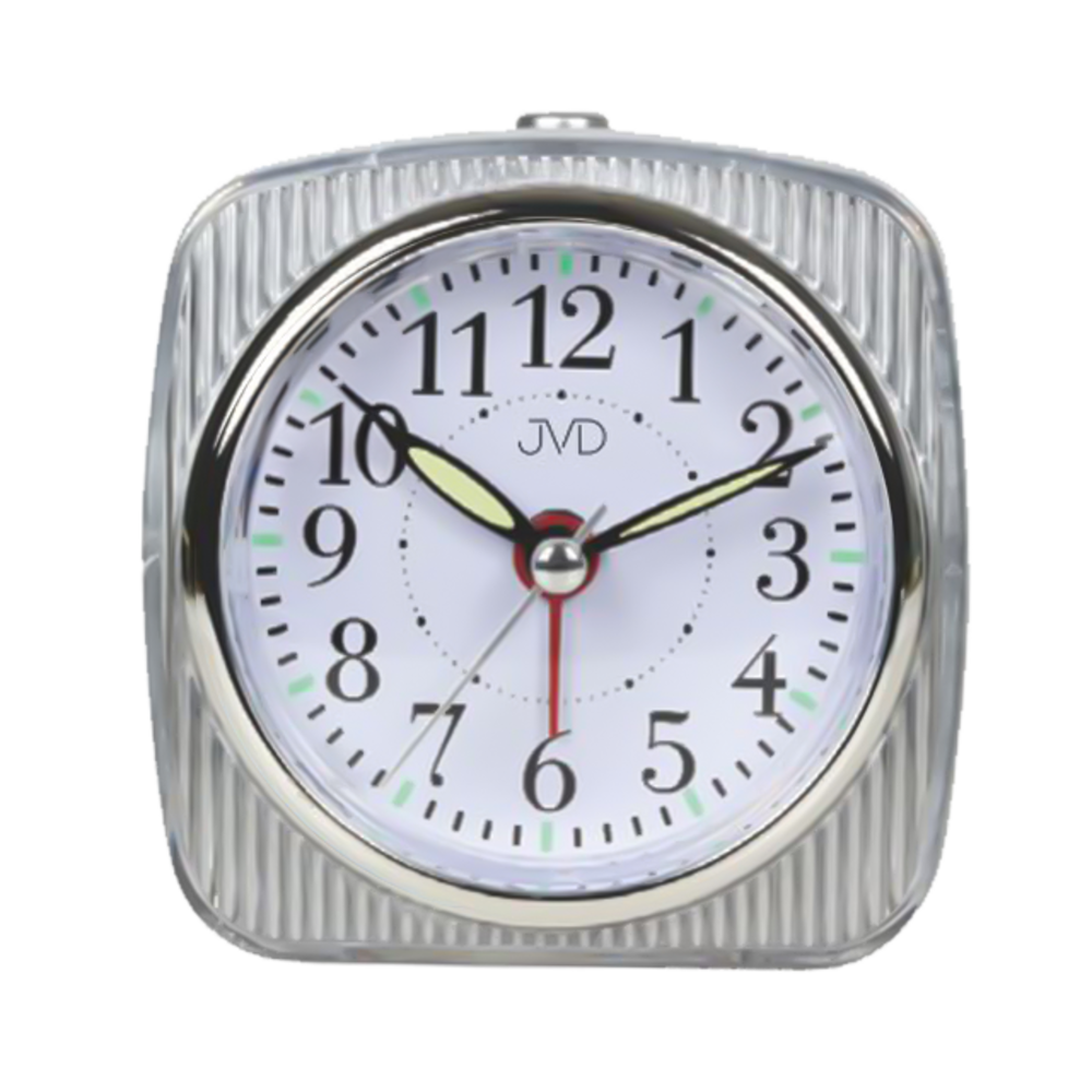  JVD Stříbrný tichý budík s plynulým chodem JVD SRP7503.1