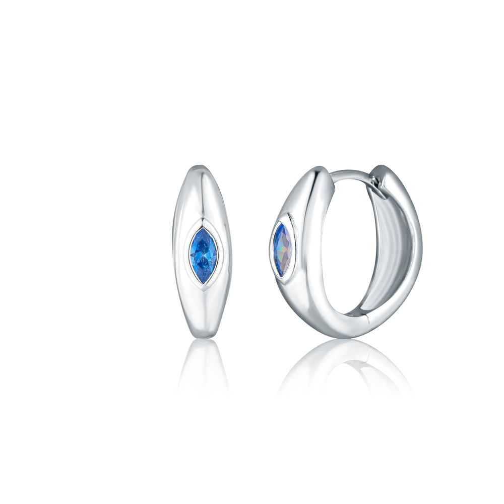 JVD Dámské stříbrné kruhové náušnice s modrými zirkony SVLE0846SH2M100