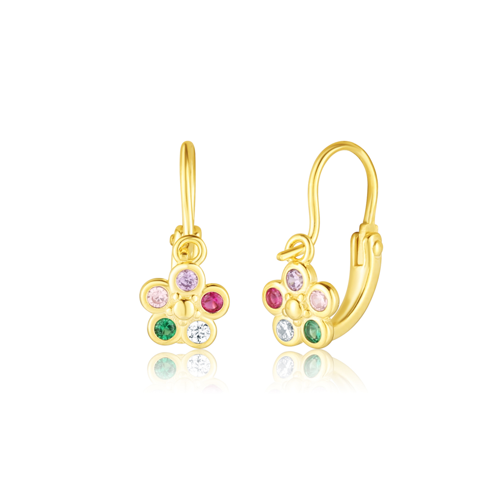 JVD Dětské stříbrné pozlacené náušnice s barevnými zirkony SVLE3170XF6GO00