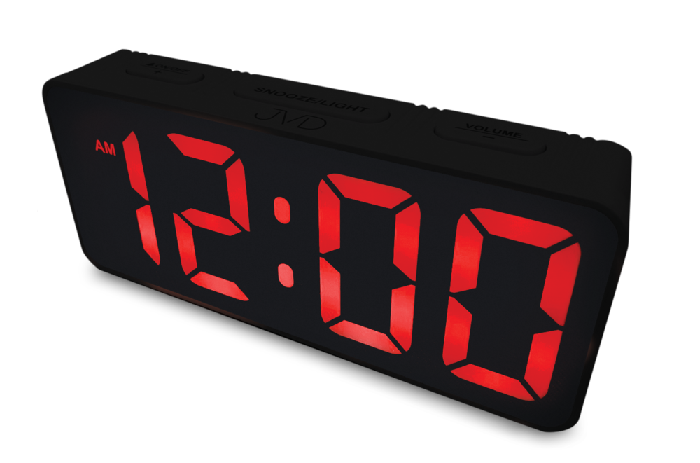 JVD Digitální černý moderní budík do el. sítě JVD SB524.2 se červenými LED číslicemi