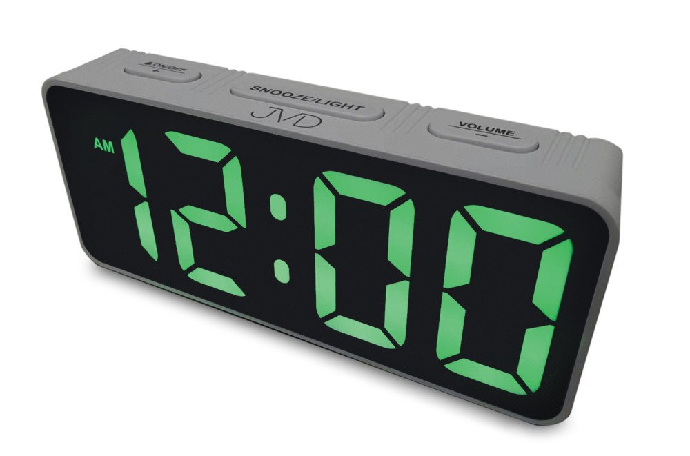 JVD Digitální černý moderní budík do el. sítě JVD SB524.1 se zelenými LED číslicemi