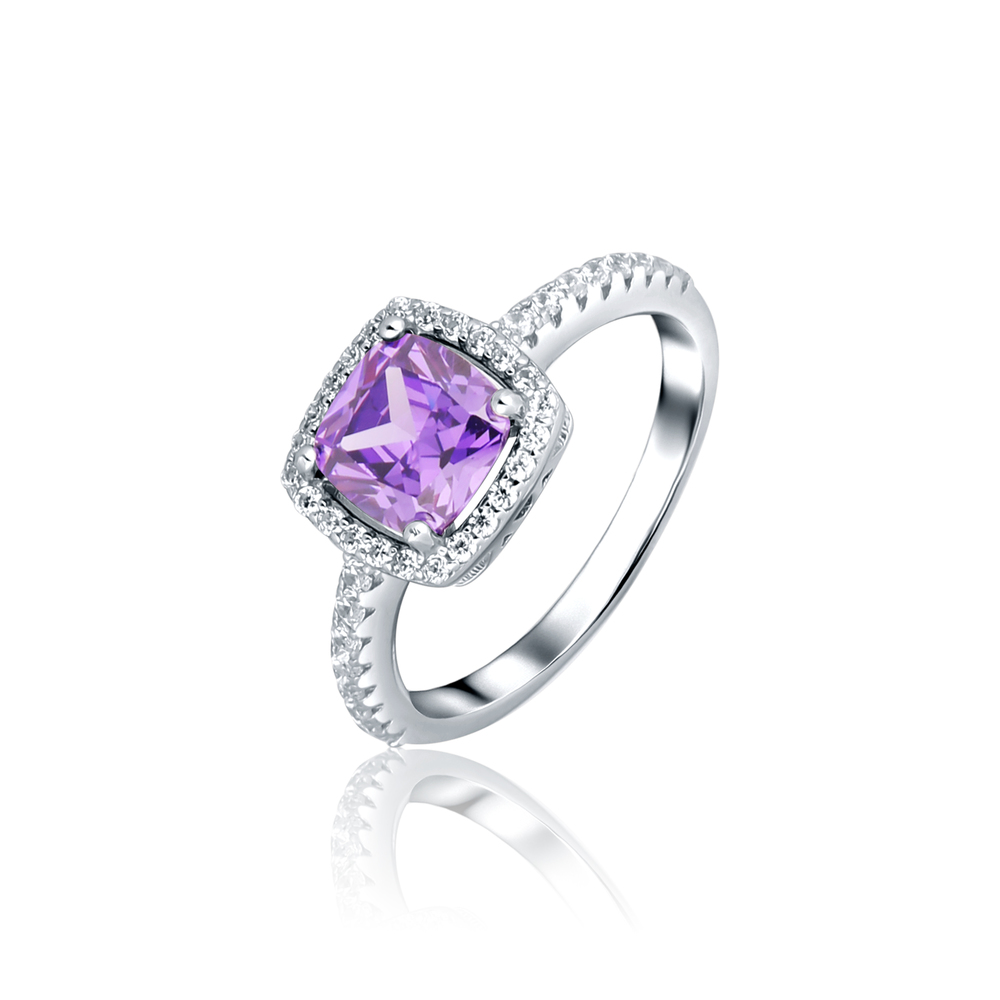 JVD Dámský stříbrný prsten s fialovým zirkonem SVLR0864SH2F156