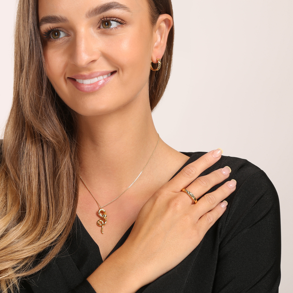 JVD Dámský stříbrný pozlacený prsten s černými zirkony SVLR0923SK6GB53