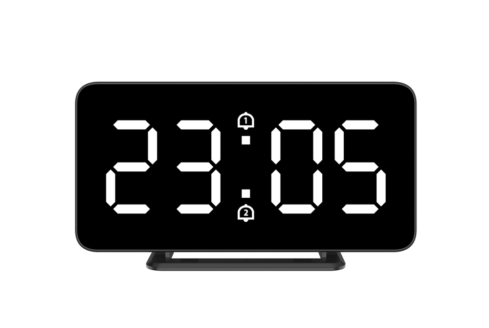 JVD Digitální černý budík do el. sítě JVD SB3216.2 s bílými LED číslama