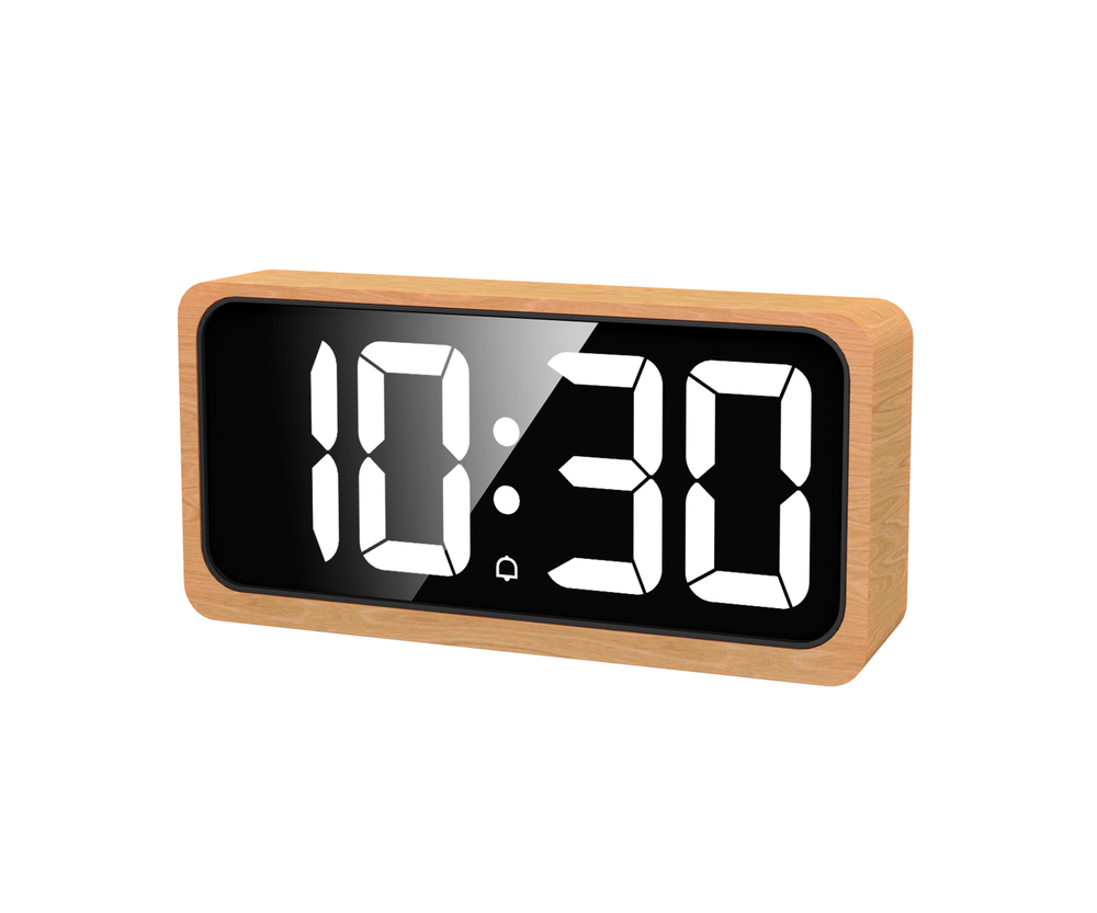 JVD Digitální designový bateriový budík s teploměrem JVD SB3210.1 v imitaci dřeva