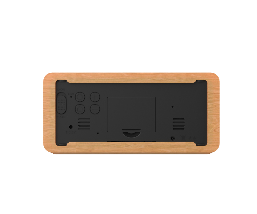 JVD Digitální designový bateriový budík s teploměrem JVD SB3210.2 v imitaci dřeva