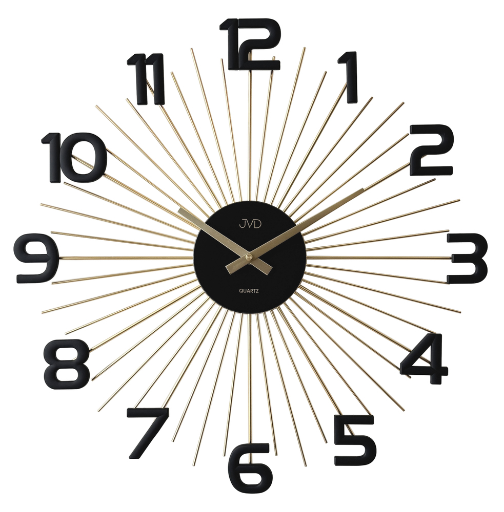 JVD Designové kovové černé paprskovité nástěnné hodiny JVD HT121.1