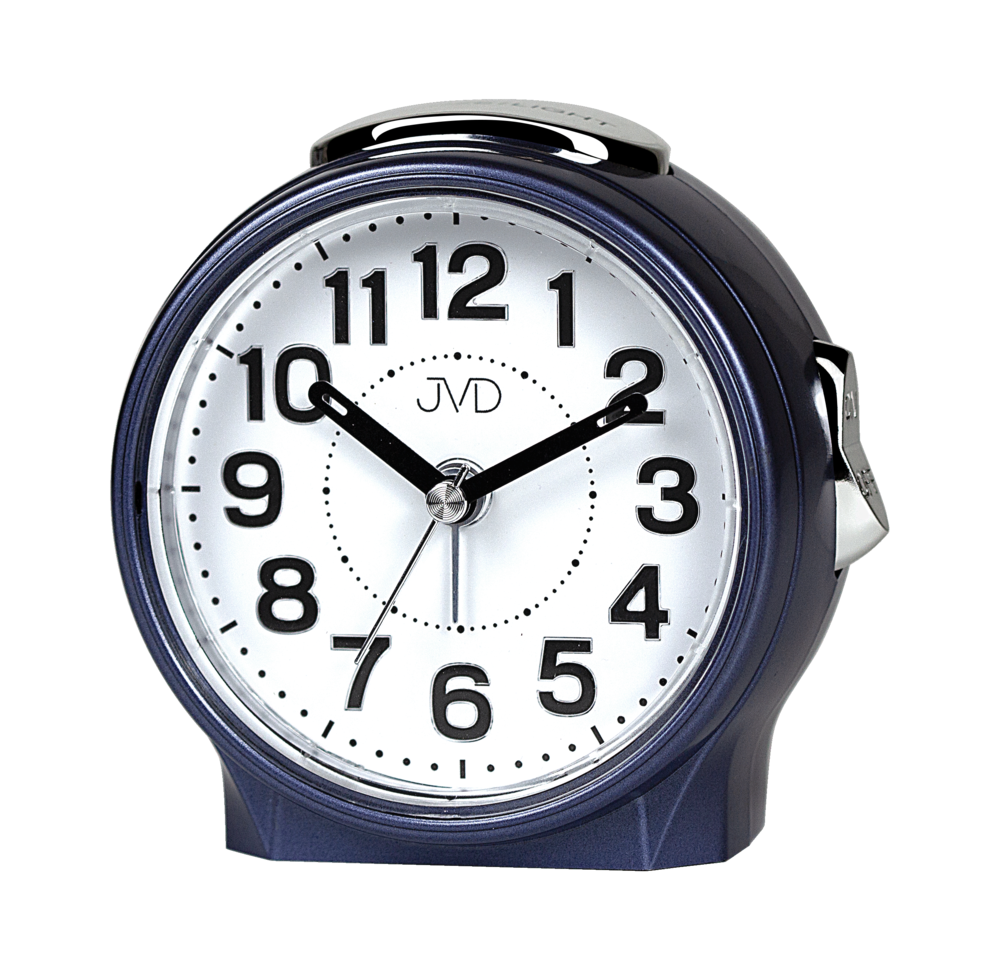 JVD Analogový ručkový modrý budík JVD SRP9604.1 s LED podsvícením