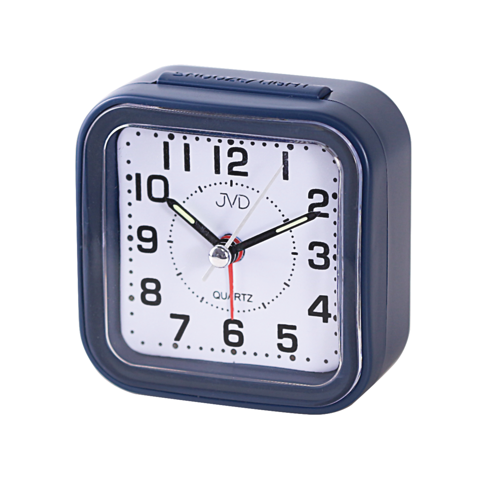 JVD Levný analogový ručkový modrý budík JVD SRP6808.1 s osvětlením