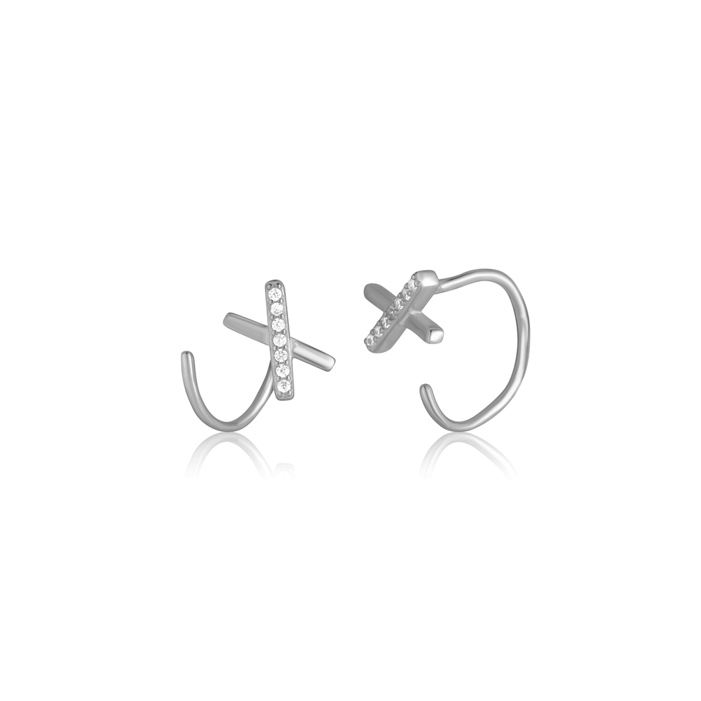 JVD Dámské provlékací stříbrné náušnice se zirkony SVLE3294XF3BI00