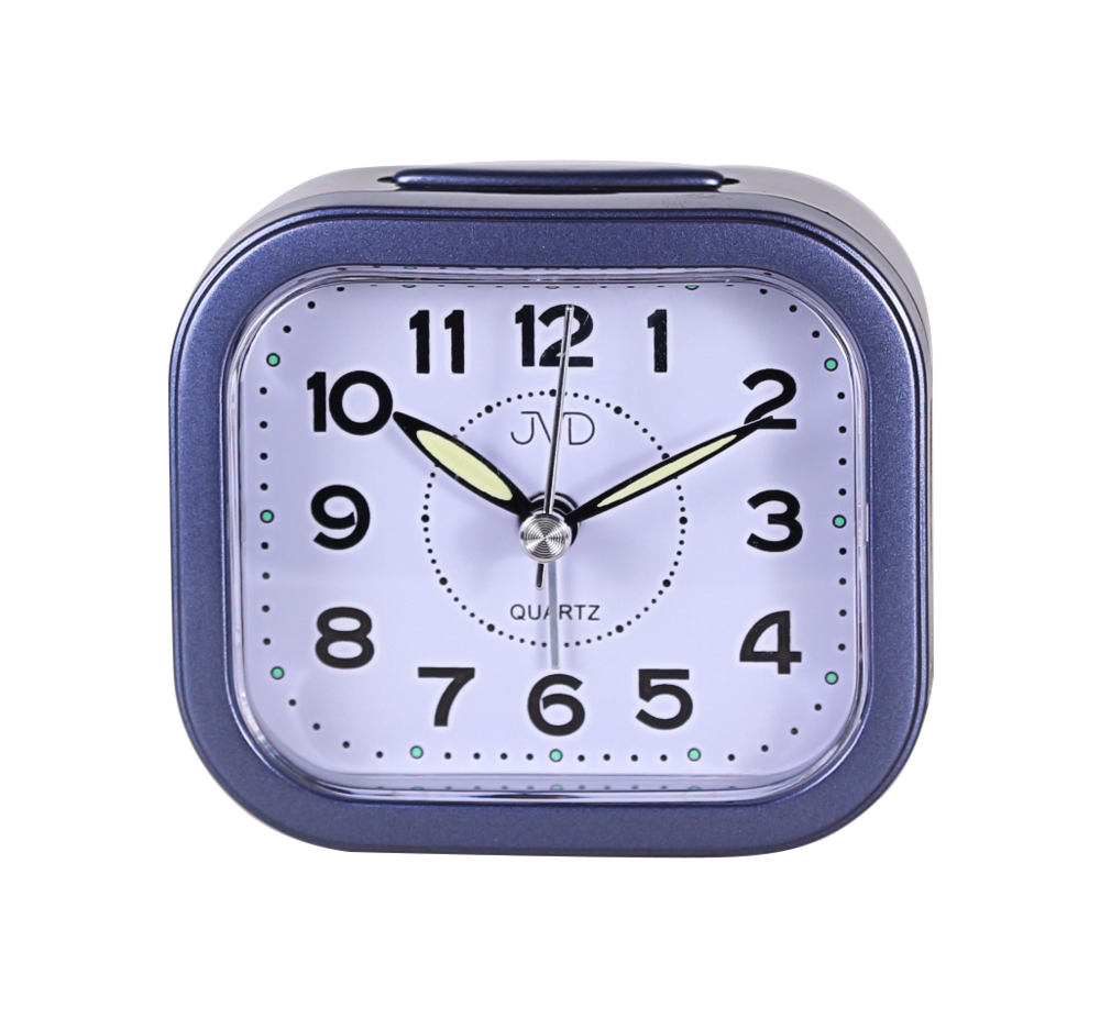 JVD Levný modrý analogový ručkový budík JVD SRP8006.1 s osvětlením