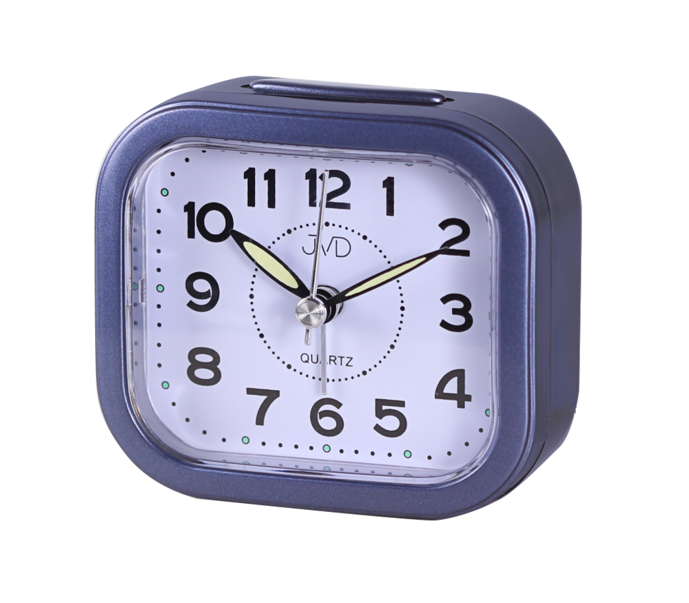 JVD Levný modrý analogový ručkový budík JVD SRP8006.1 s osvětlením