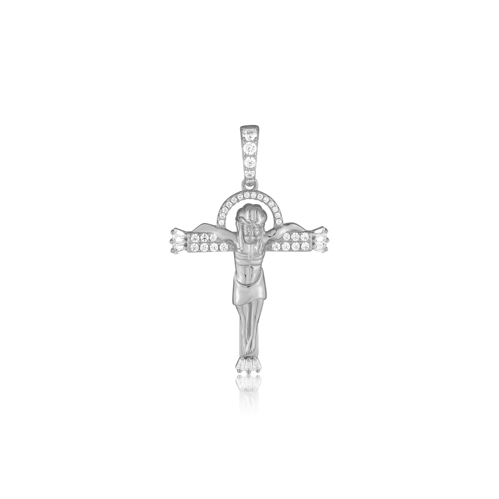 JVD Dámský stříbrný přívěsek se zirkony křížek SVLP1430XK6BI00