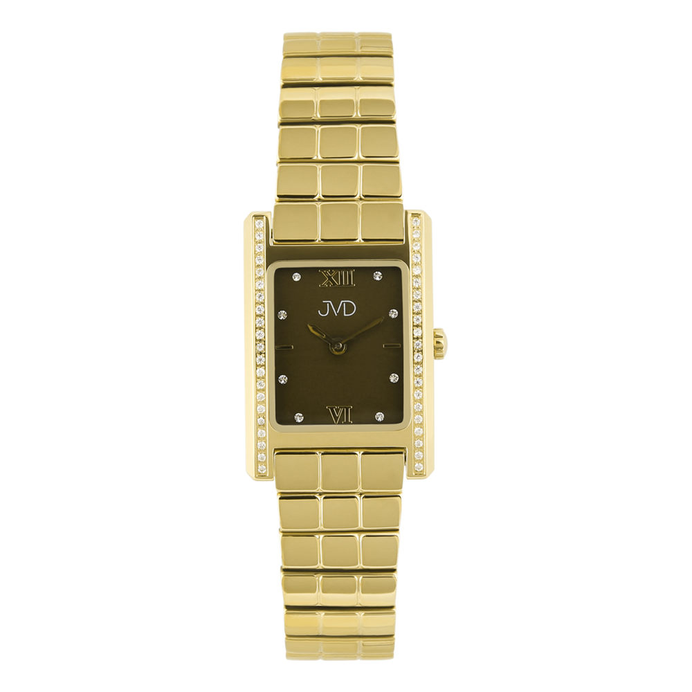 JVD Dámské hranaté zlacené elegantní šperkové hodinky JVD JG1041.3