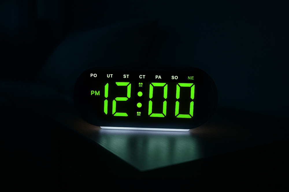 JVD Digitální černý budík do sítě se zelenými číslicemi JVD SB8035.1