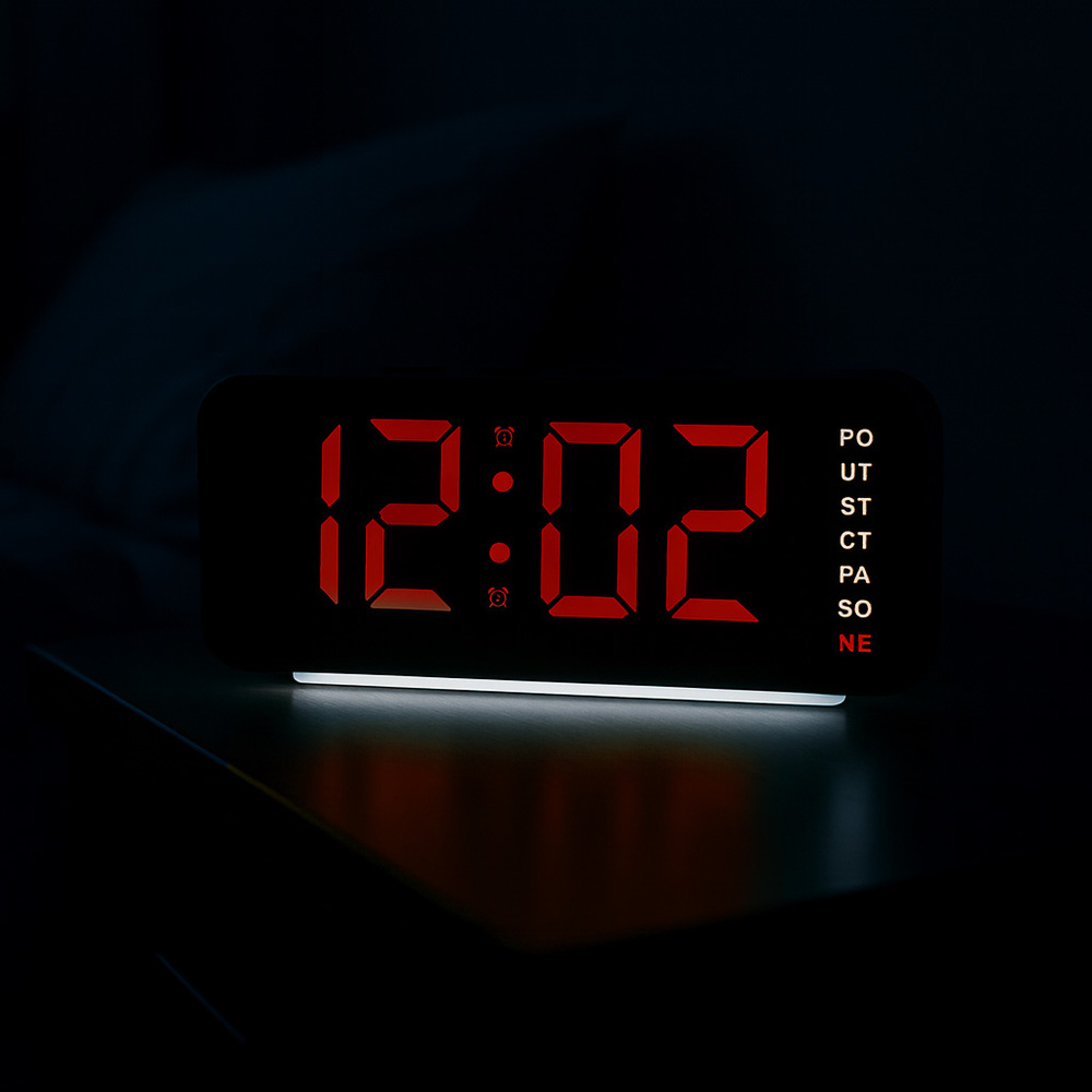 JVD Digitální černý budík do sítě s červenými číslicemi JVD SB8033.3