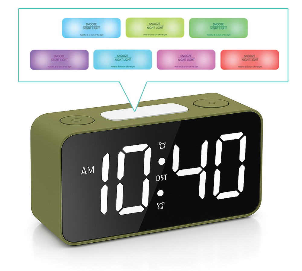 JVD Digitální svítící barevný budík JVD SB2020.3 s nastavitelnými barvami číslic do el. sítě