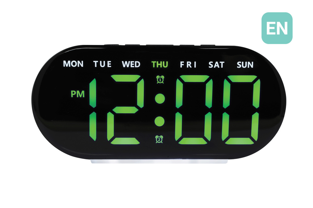 JVD Digitální černý budík do sítě se zelenými číslicemi JVD SB8035.2