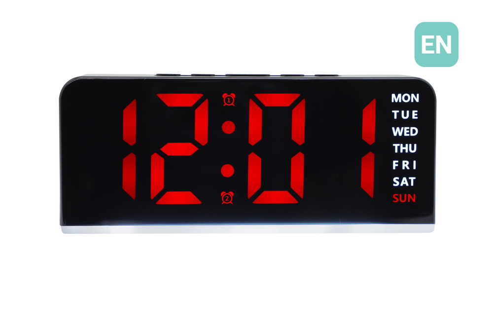 JVD Digitální černý budík do sítě s červenými číslicemi JVD SB8033.4