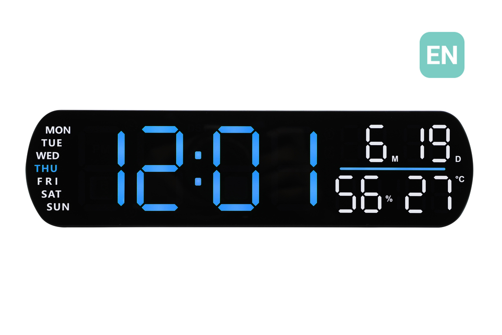 JVD Digitální černý budík do el. sítě JVD SB5512.1 s modrými LED číslicemi 