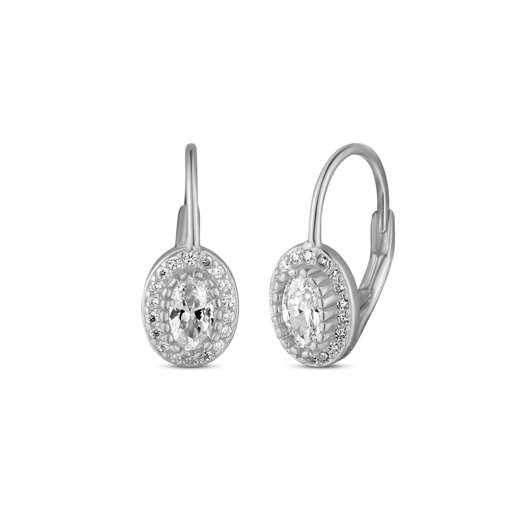  JVD Dámské klasické stříbrné náušnice se zirkony na patent SVLE3363XJ6BI00