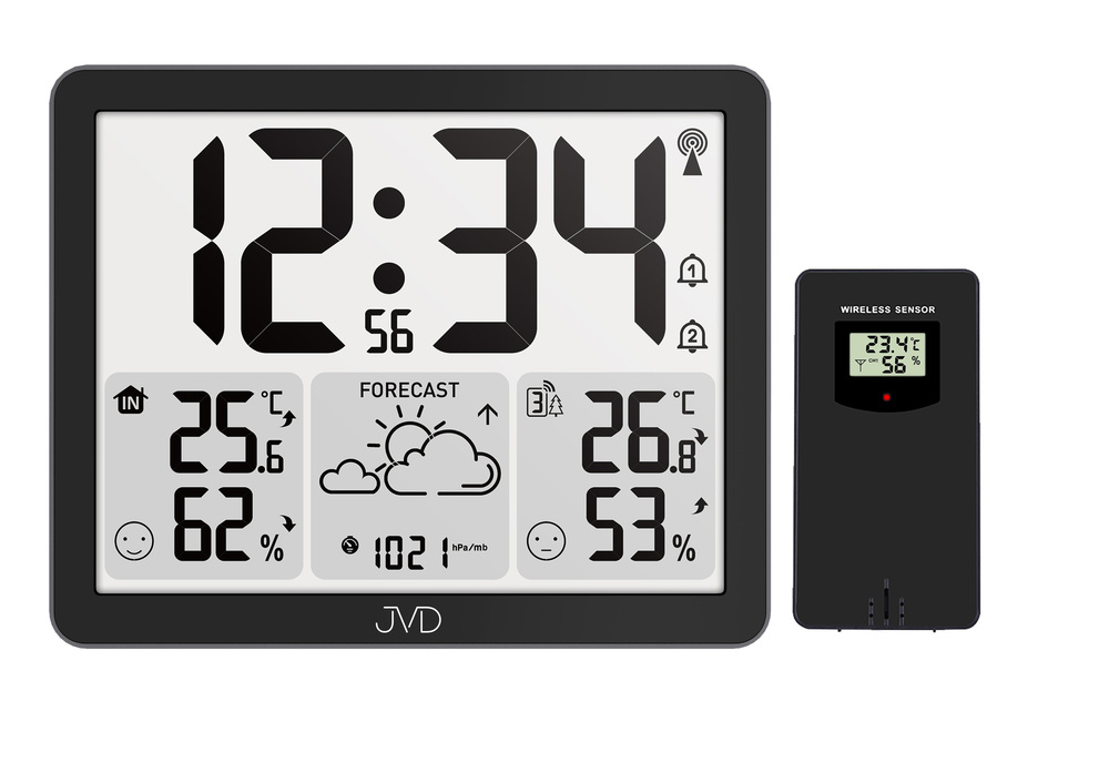 JVD Černá čitelná rádiem řízená meteorologická digitální stanice JVD RB3569