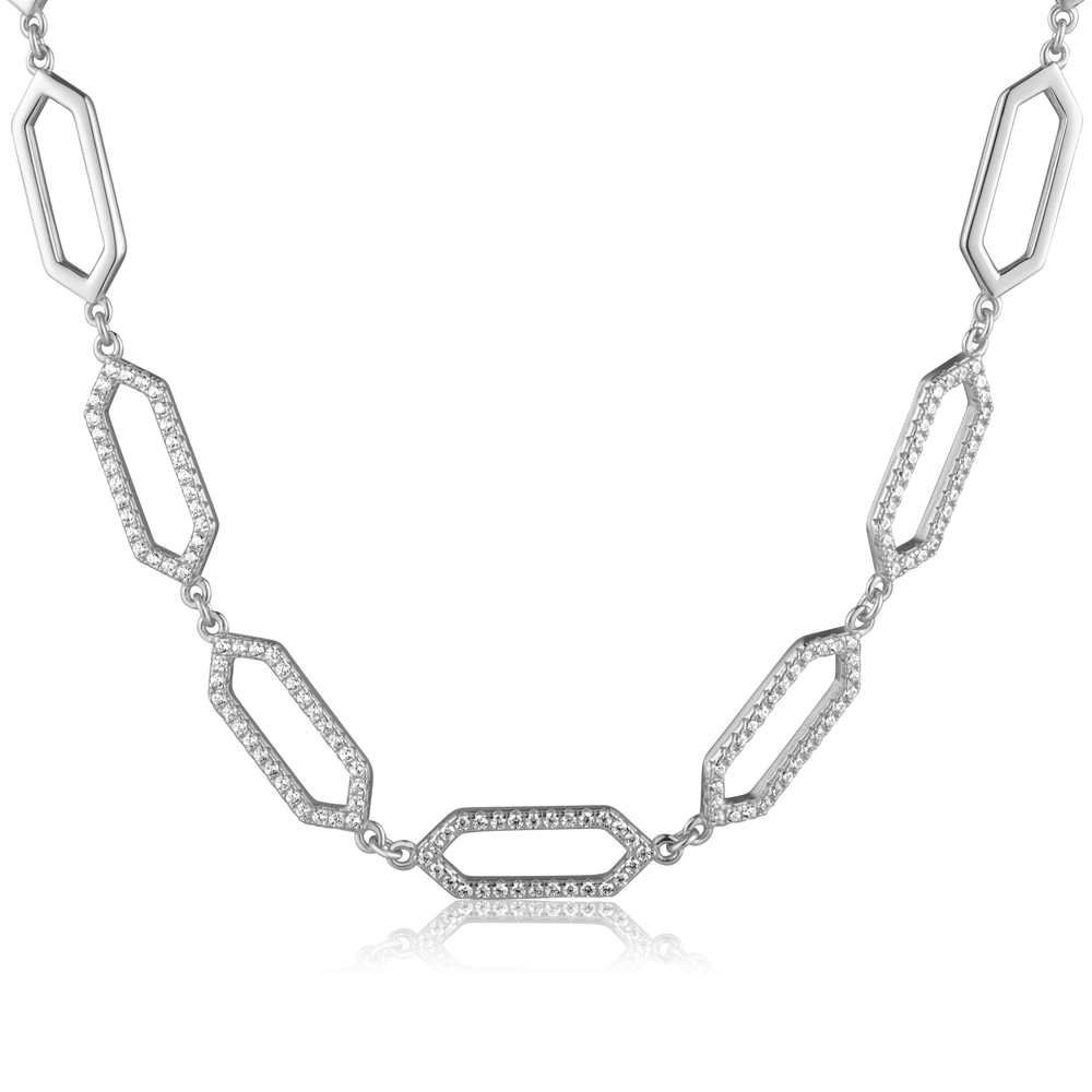 JVD Dámský stříbrný mohutný náhrdelník se zirkony SVLN0951SH2BI45