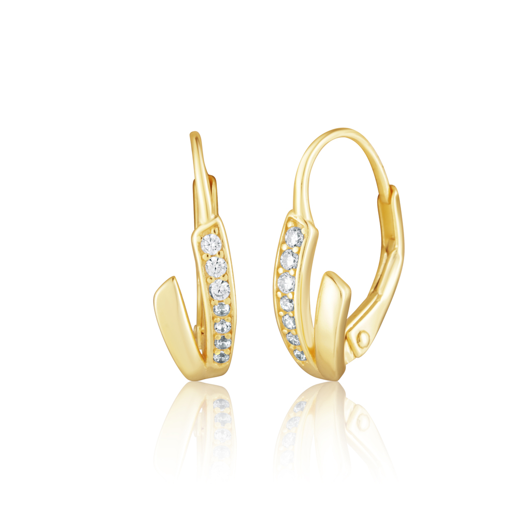 JVD Dámské stříbrné klasické pozlacené náušnice se zirkony SVLE3432XH2GO00